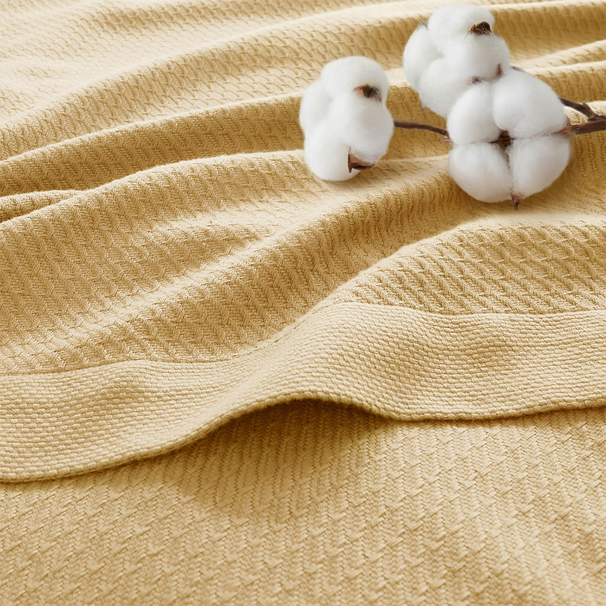 Madison Park 100% Egyptian Cotton Summer Blanket Full Queen Size Mustard