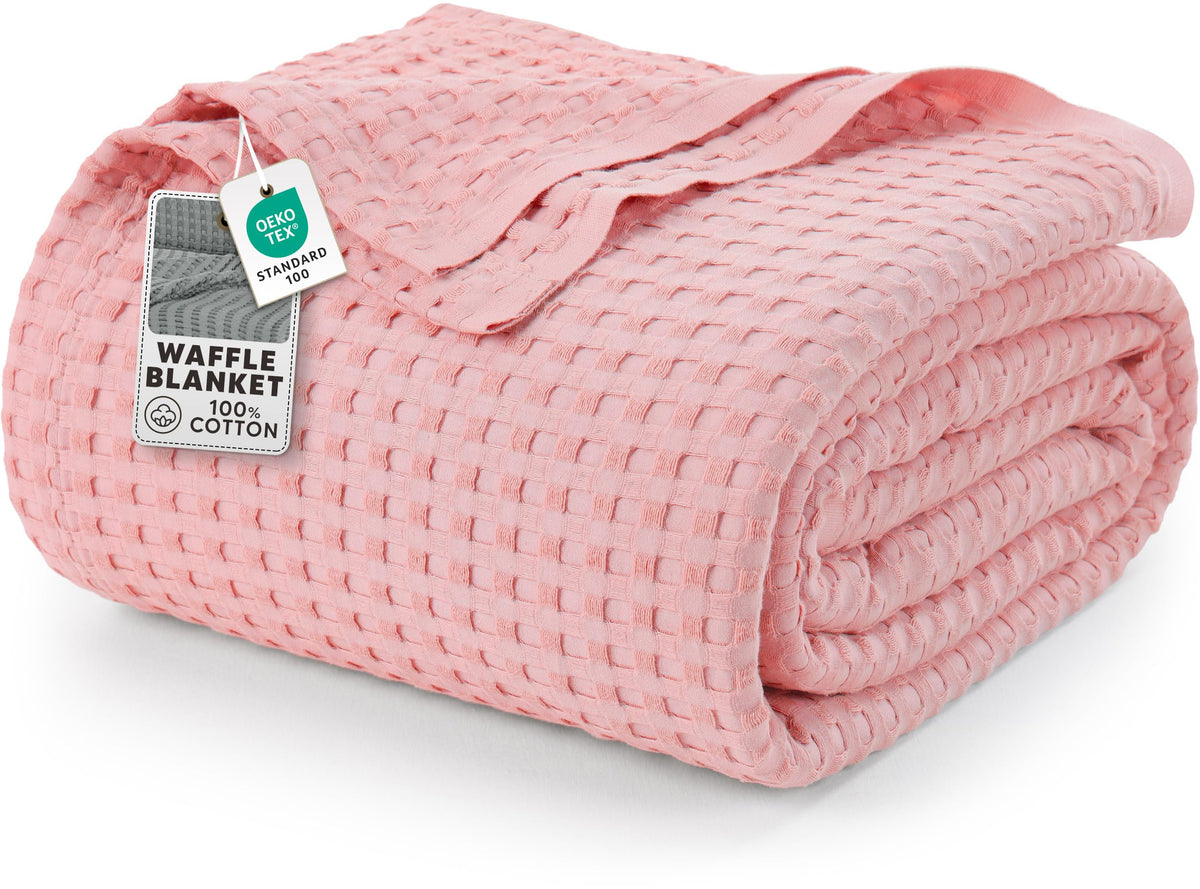 Utopia Bedding 100% Cotton Waffle Blanket Queen Size White, 90x90 Inch