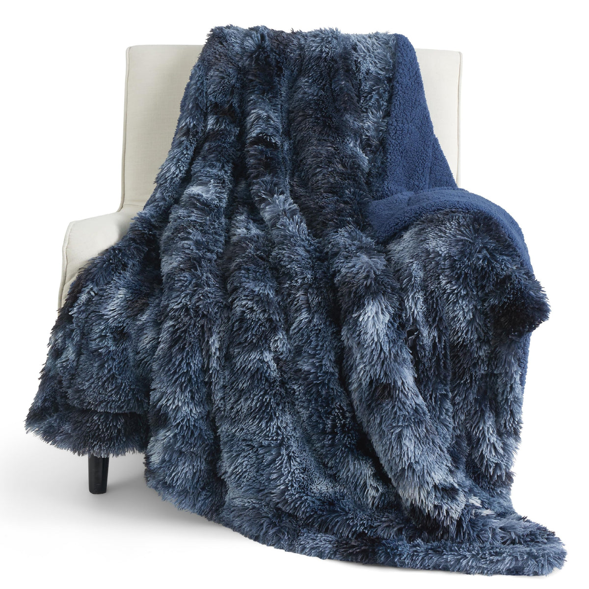 Bedsure Faux Fur Fluffy Fleece Sherpa Blanket Couch Throw Grey 50"x60"