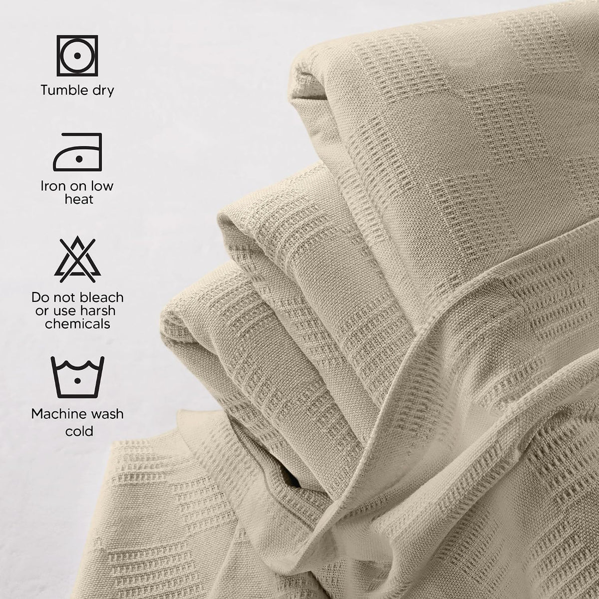 Utopia Bedding 100% Cotton Thermal Blanket Khaki Throw, 50x60 Inches