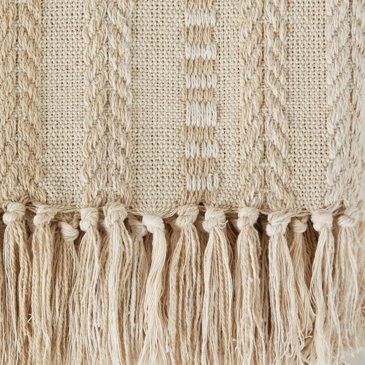 DII Braided Striped Throw Blanket, 50x60, Vintage Linen on Cream