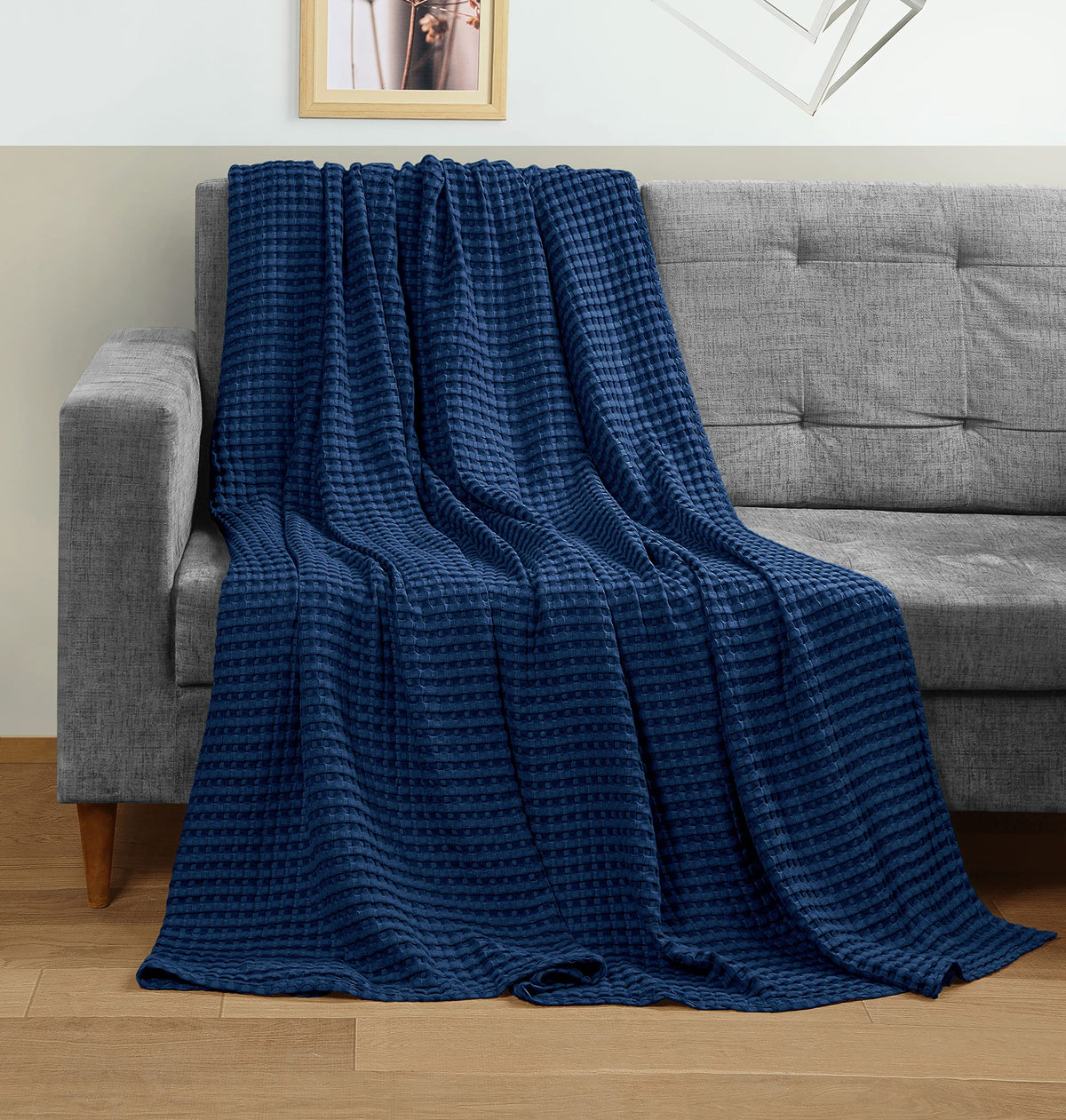Utopia Bedding 100% Cotton Waffle Blanket Queen Size White, 90x90 Inch