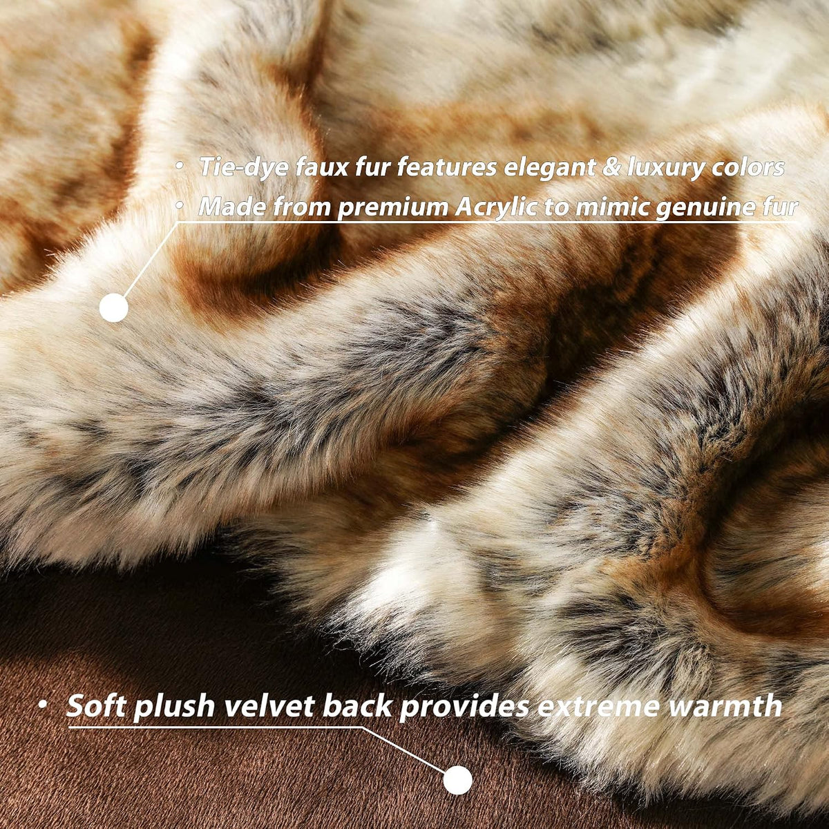 BATTILO Large Brown Faux Fur Throw Blanket for Bed, 60"x80", Shaggy