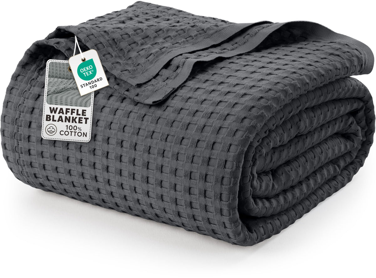 Utopia Bedding 100% Cotton Waffle Blanket Queen Size White, 90x90 Inch