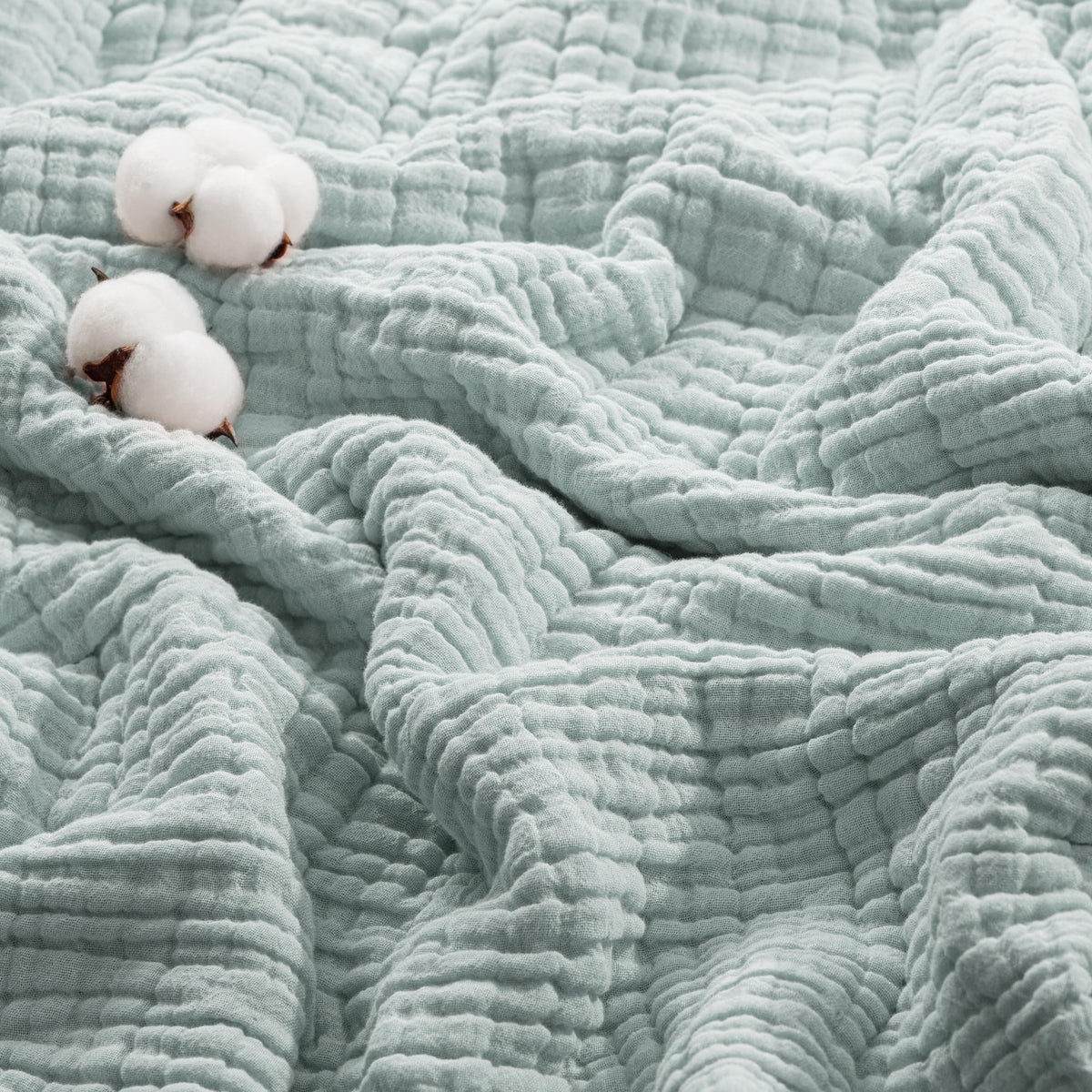 Exclusivo Mezcla 100% Cotton 6-Layer Muslin Throw Blanket, Khaki