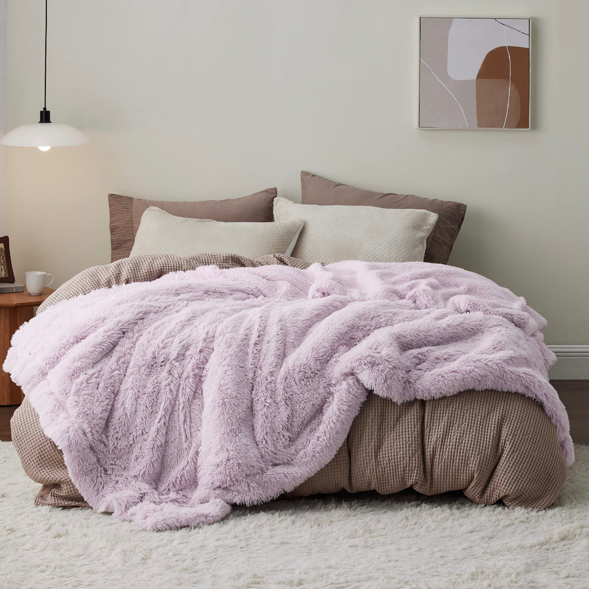 Bedsure Faux Fur Fluffy Fleece Sherpa Blanket Couch Throw Grey 50"x60"