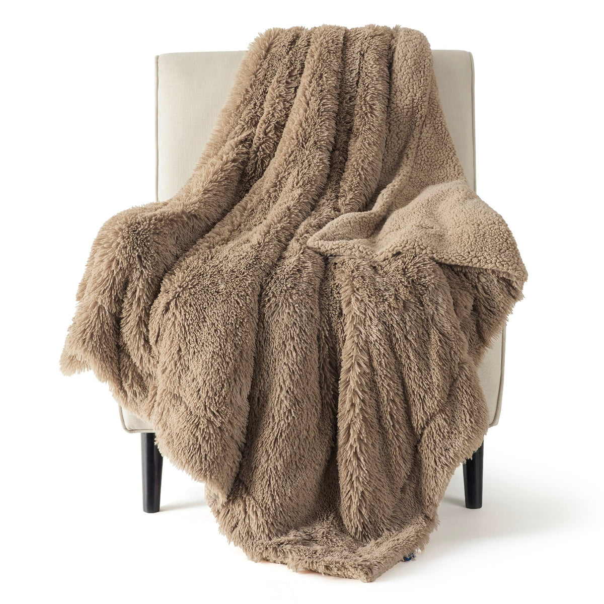 Bedsure Faux Fur Fluffy Fleece Sherpa Blanket Couch Throw Grey 50"x60"