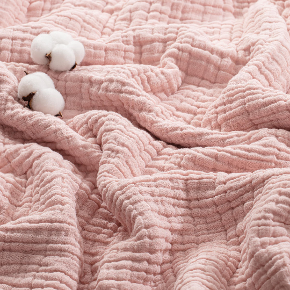 Exclusivo Mezcla 100% Cotton 6-Layer Muslin Throw Blanket, Khaki