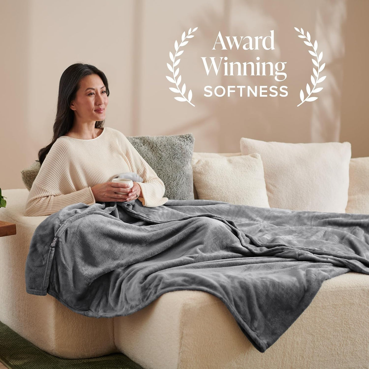Bare Home Fleece Blanket Luxury Microplush (Full/Queen, Grey)