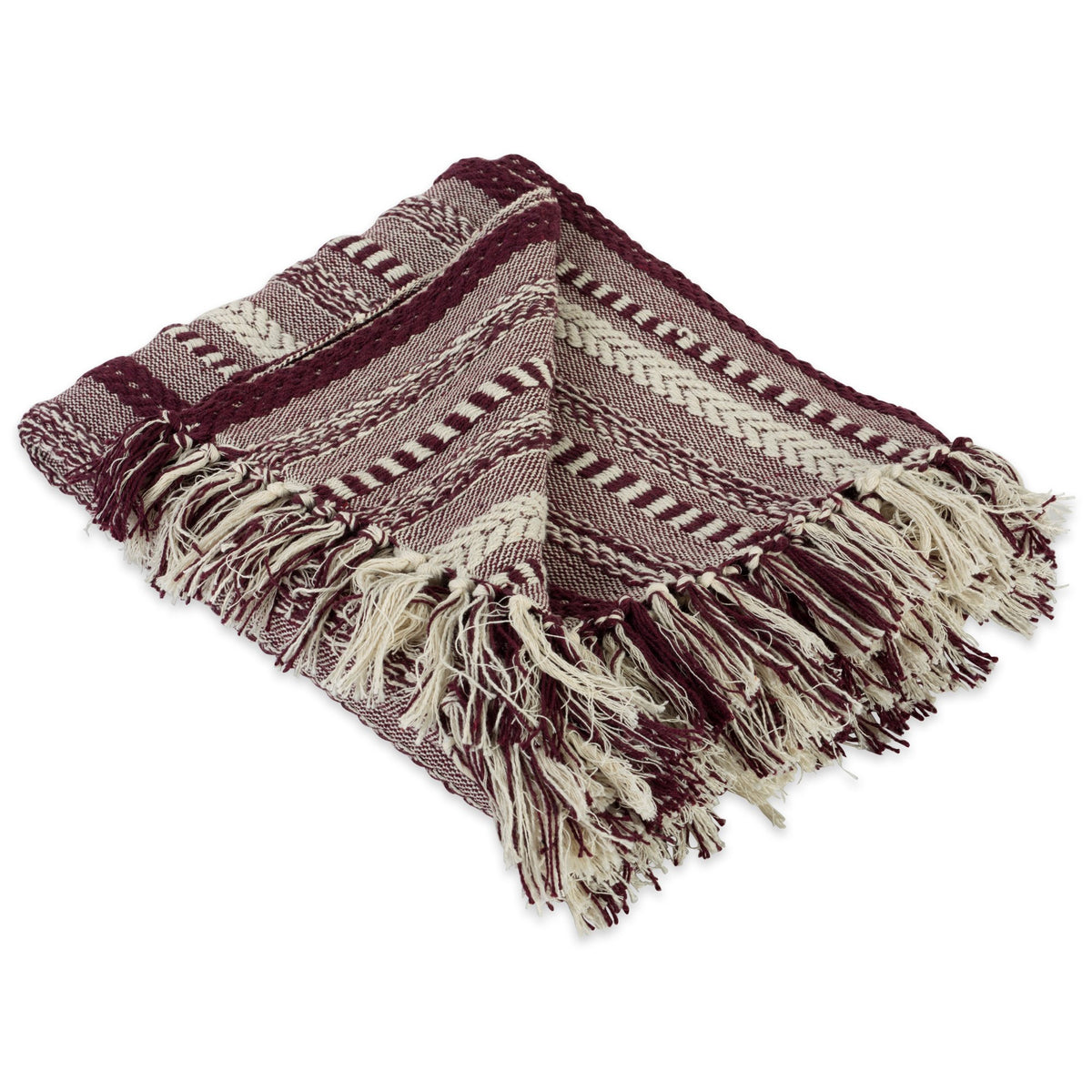 DII Braided Striped Throw Blanket, 50x60, Vintage Linen on Cream