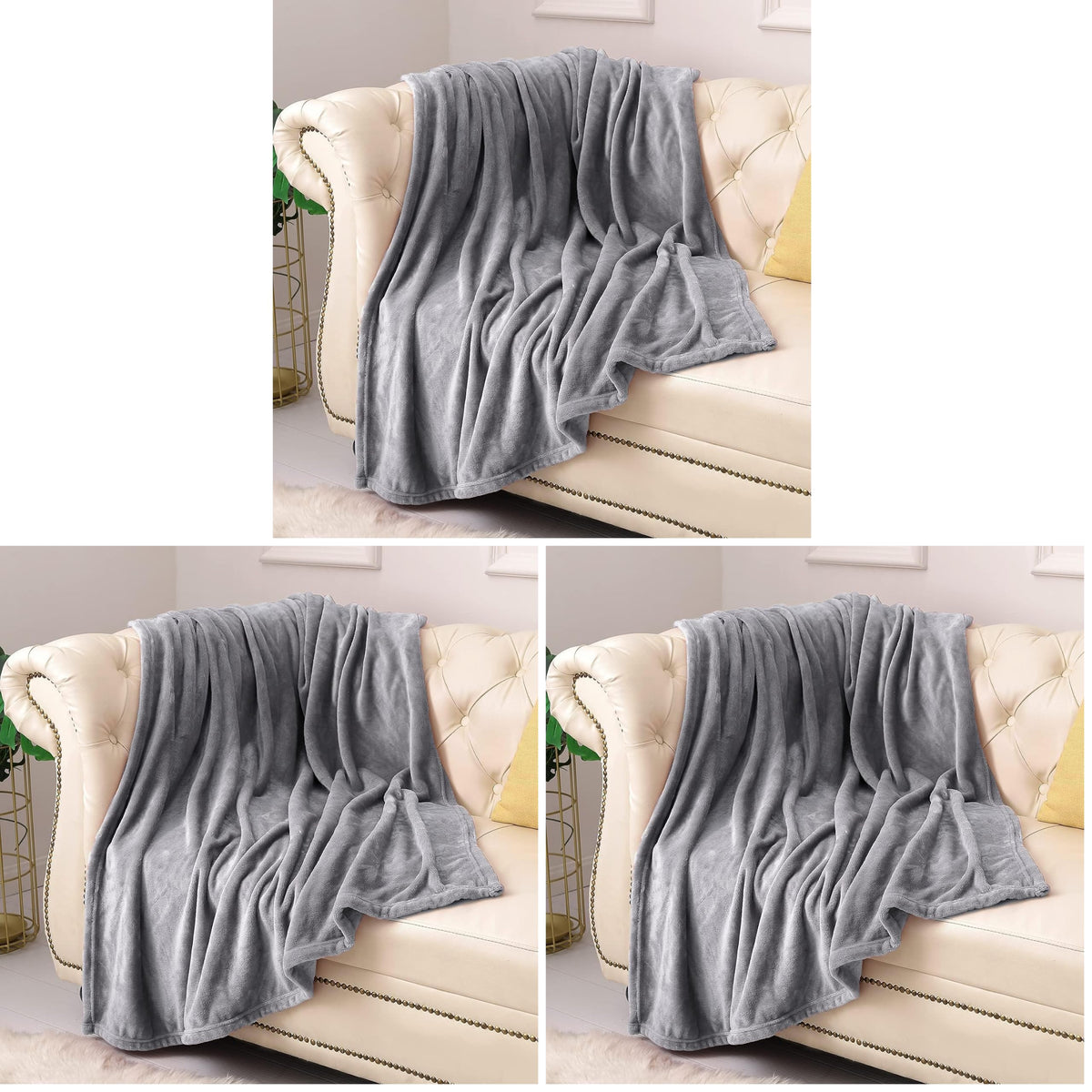 KMUSET Fleece Blanket Throw Size Dark Grey Lightweight Super Soft Cozy Fuzzy Bed Blankets Microfiber Factory Shop