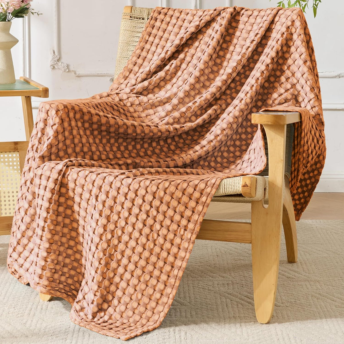 Light Waffle Weave Blanket 45x60, Small Breathable Blanket Throw for Couch
