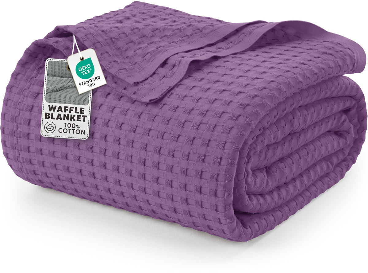 Utopia Bedding 100% Cotton Waffle Blanket Queen Size White, 90x90 Inch