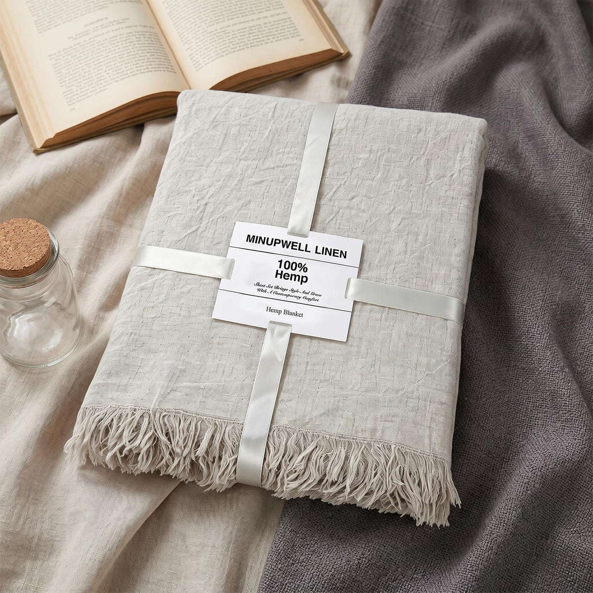 100% Pure Linen Blanket,100% Natural Flax Linen Throw Blanket, 79" L 100% French Flax Fabric,Soft,Breathable and Skin-Friendly Bed Blanket