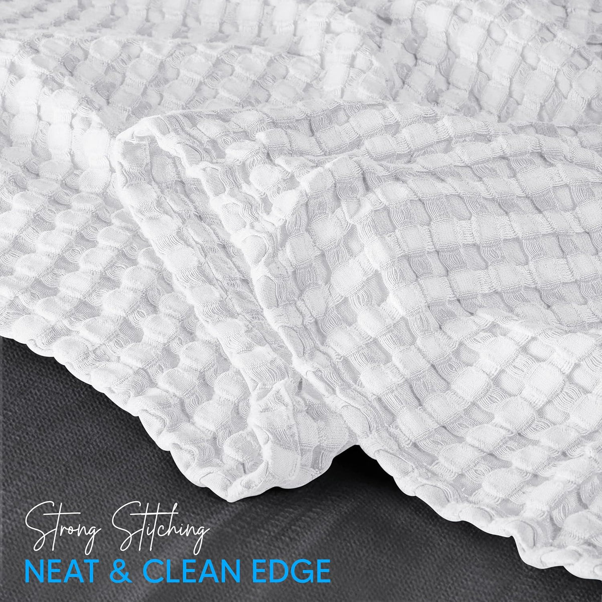 Utopia Bedding 100% Cotton Waffle Blanket Queen Size White, 90x90 Inch