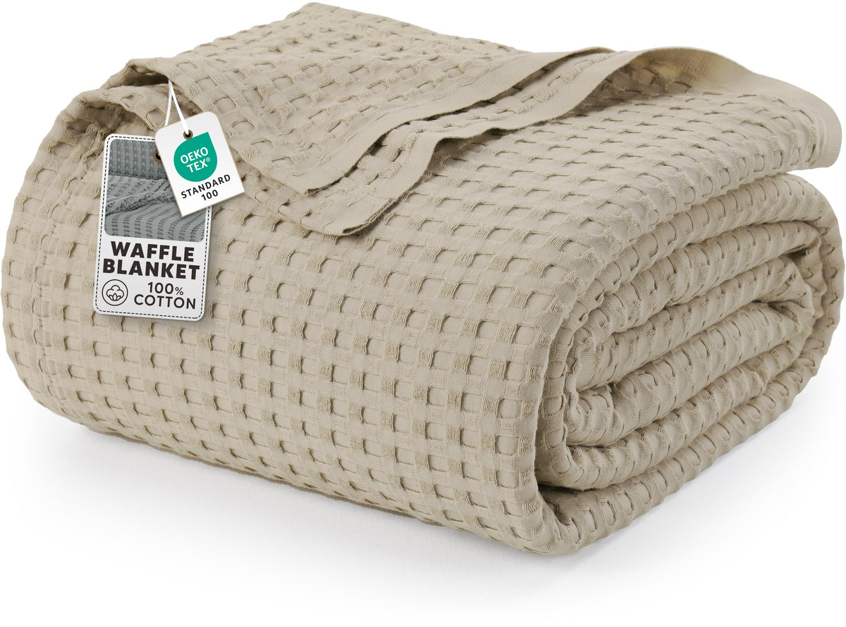 Utopia Bedding 100% Cotton Waffle Blanket Queen Size White, 90x90 Inch