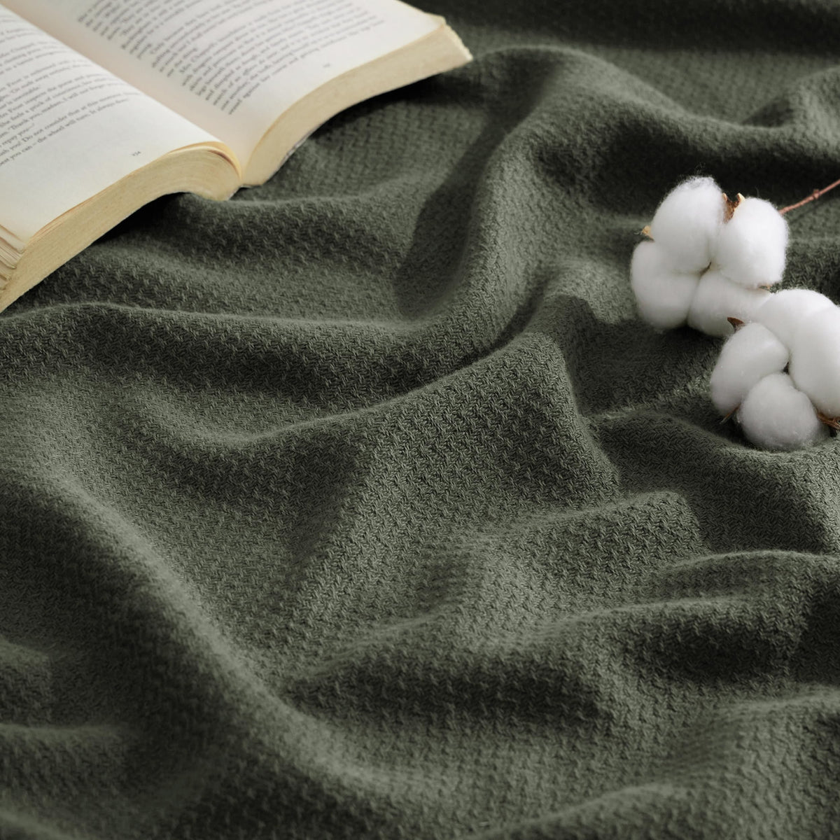 Bedsure 100% Cotton Blanket, Herringbone Weave, Twin-XL, Linen Beige