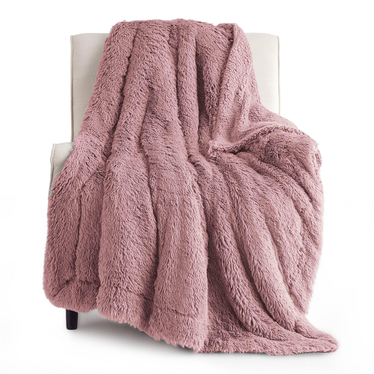 Bedsure Faux Fur Fluffy Fleece Sherpa Blanket Couch Throw Grey 50"x60"
