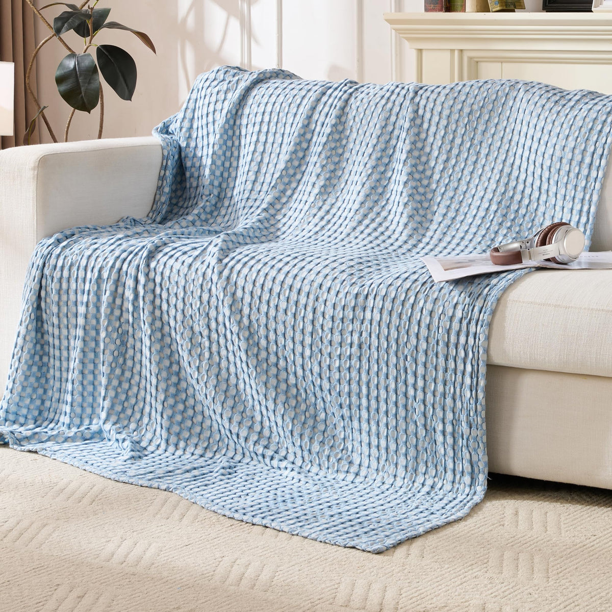 Light Waffle Weave Blanket 45x60, Small Breathable Blanket Throw for Couch