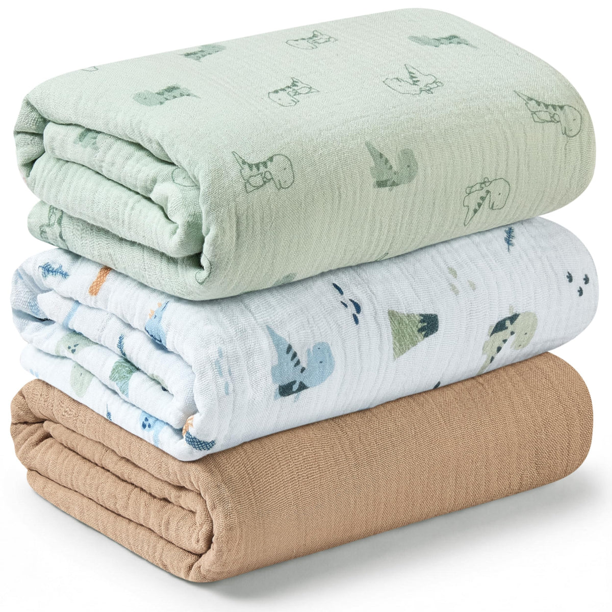 3pk Muslin Swaddle Blankets for Newborns Boys, Girls (Flora Vale, 47x47)