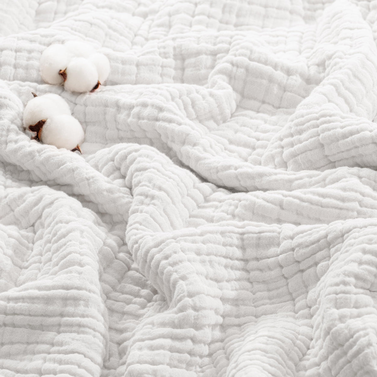 Exclusivo Mezcla 100% Cotton 6-Layer Muslin Throw Blanket, Khaki
