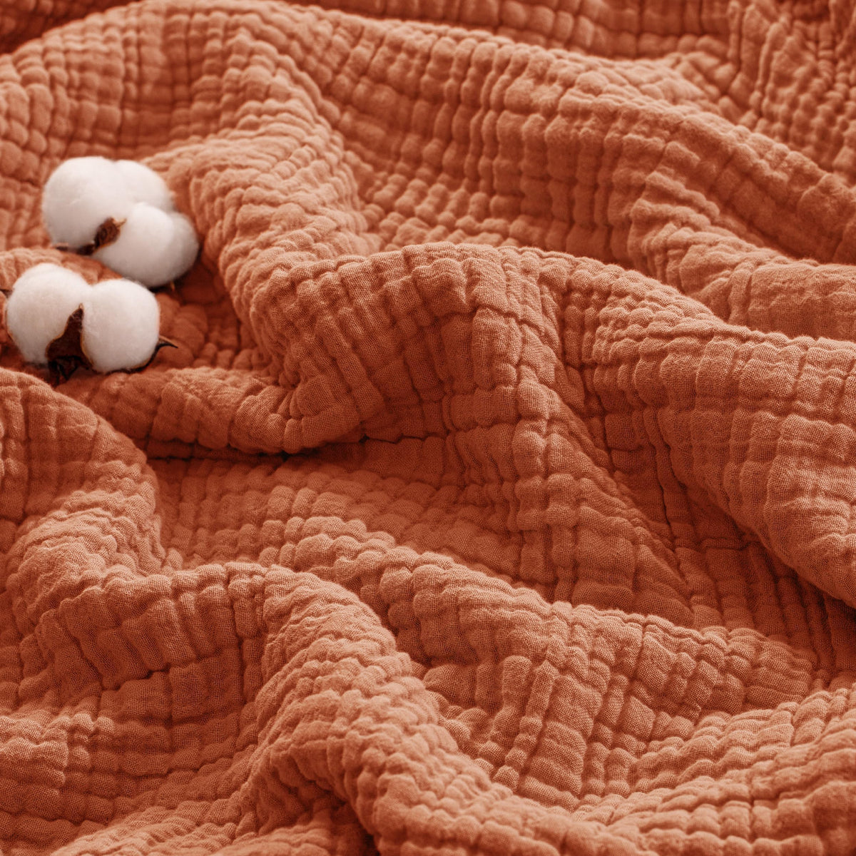 Exclusivo Mezcla 100% Cotton 6-Layer Muslin Throw Blanket, Khaki