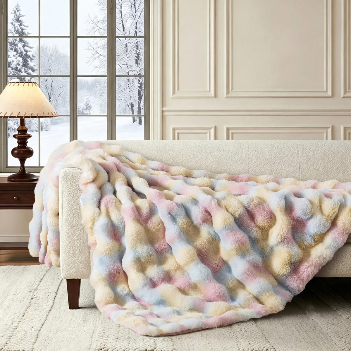 WDCOZY Cheetah Leopard Print Bubble Throw Blanket, Luxury Faux Rabbit Fur Mink Plush Throw for Couch, Sofa and Bed, Soft Fluffy Fuzzy Cozy Blanket for Women, 50x60 inches, Chocolate Brown, 950 GSM