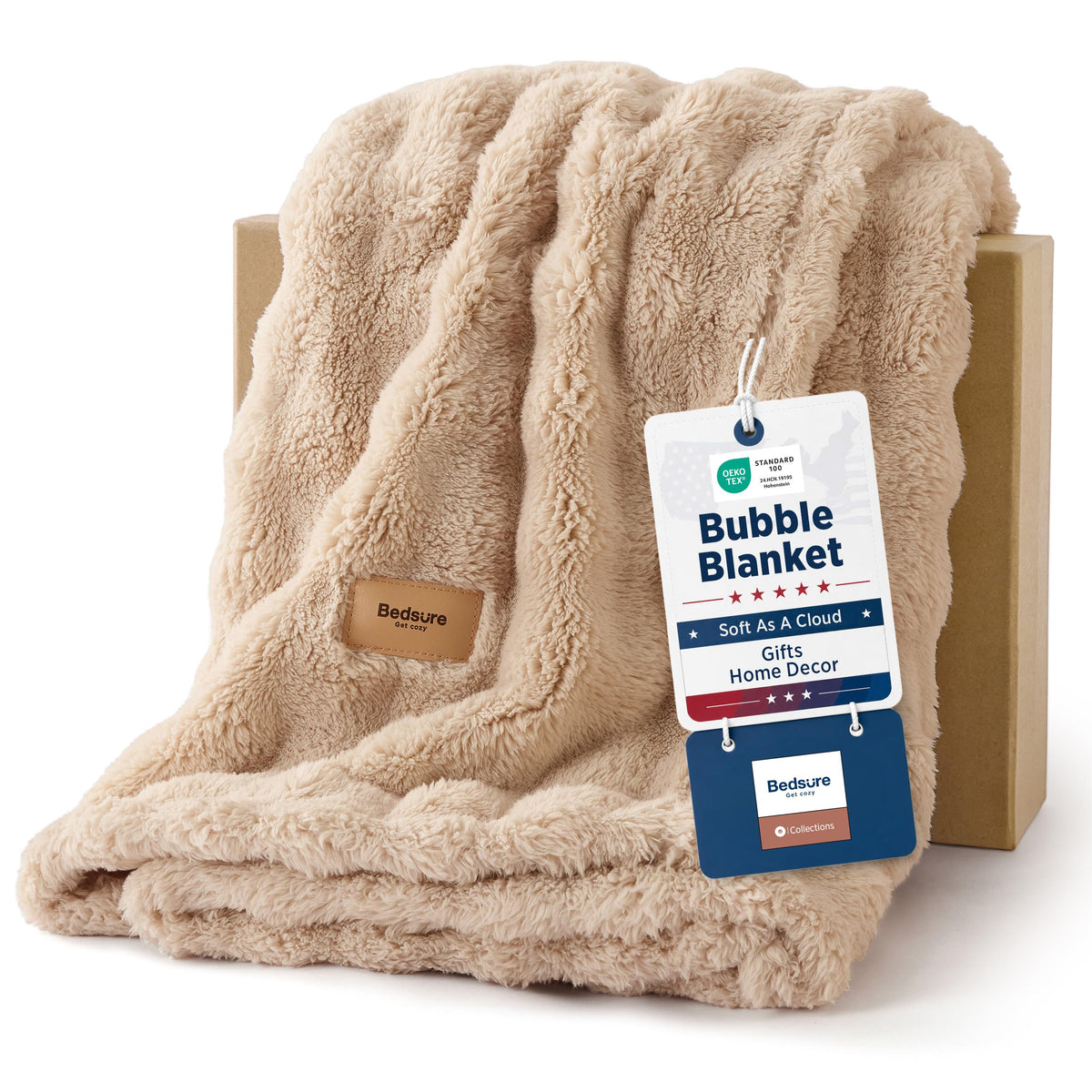 Bedsure Cloud Bubble Soft Throw Blanket, Room Decor Gifts, Pink 50"×60"