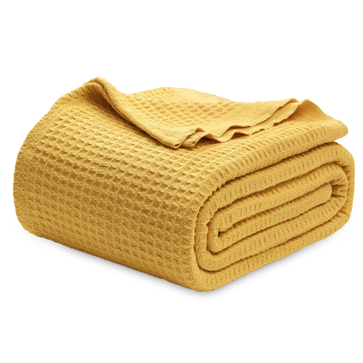 Bedsure 100% Cotton Throw Blanket for Couch, Waffle Weave, White, 50"x70"