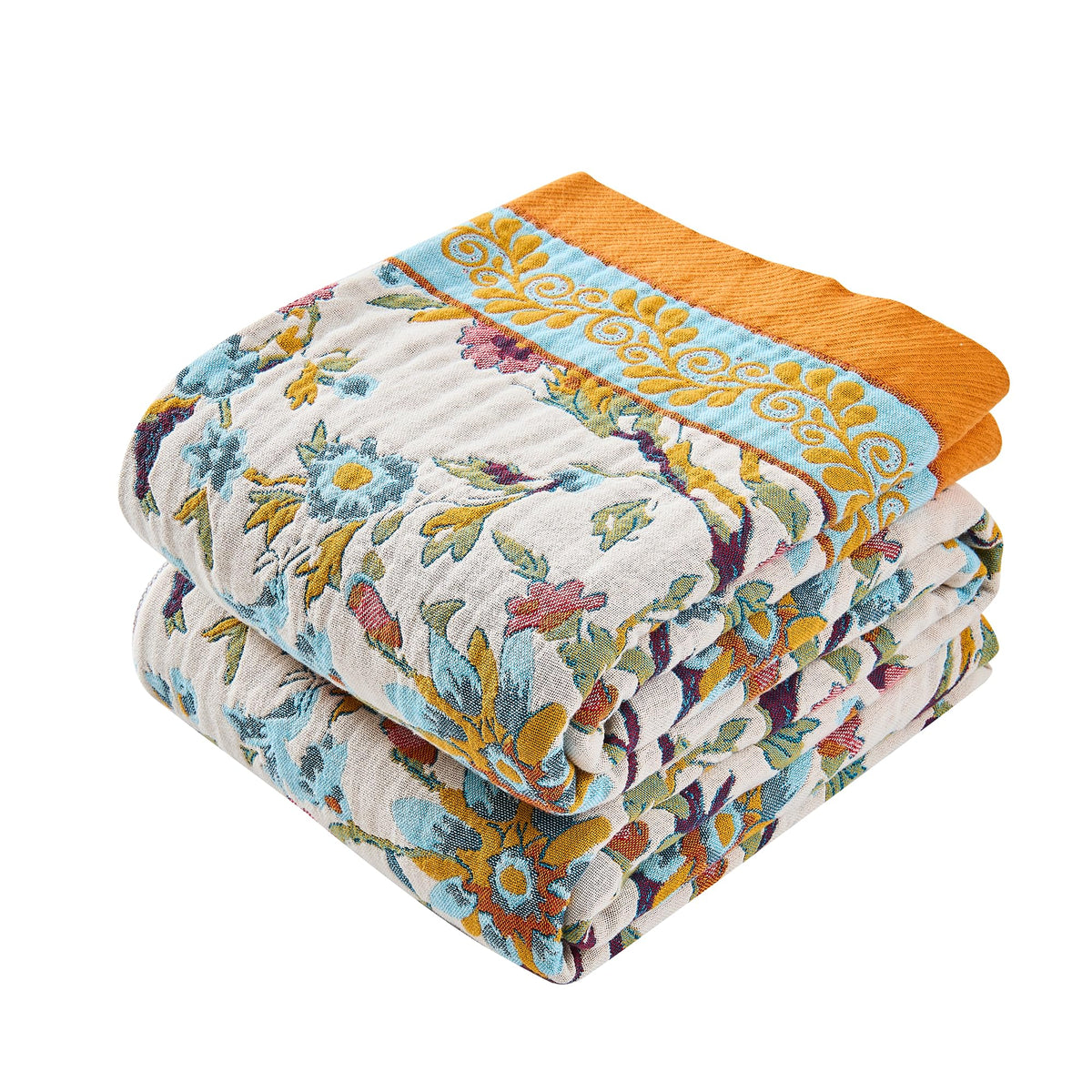 VANJOROY Boho Throw Blanket, 100% Organic Cotton 50x60 for Couch Bed, Beige