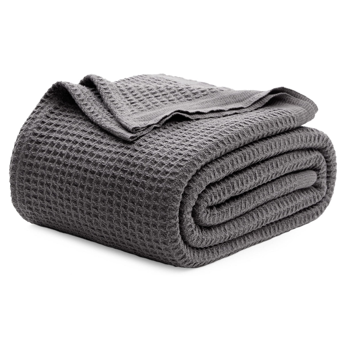 Bedsure 100% Cotton Throw Blanket for Couch, Waffle Weave, White, 50"x70"