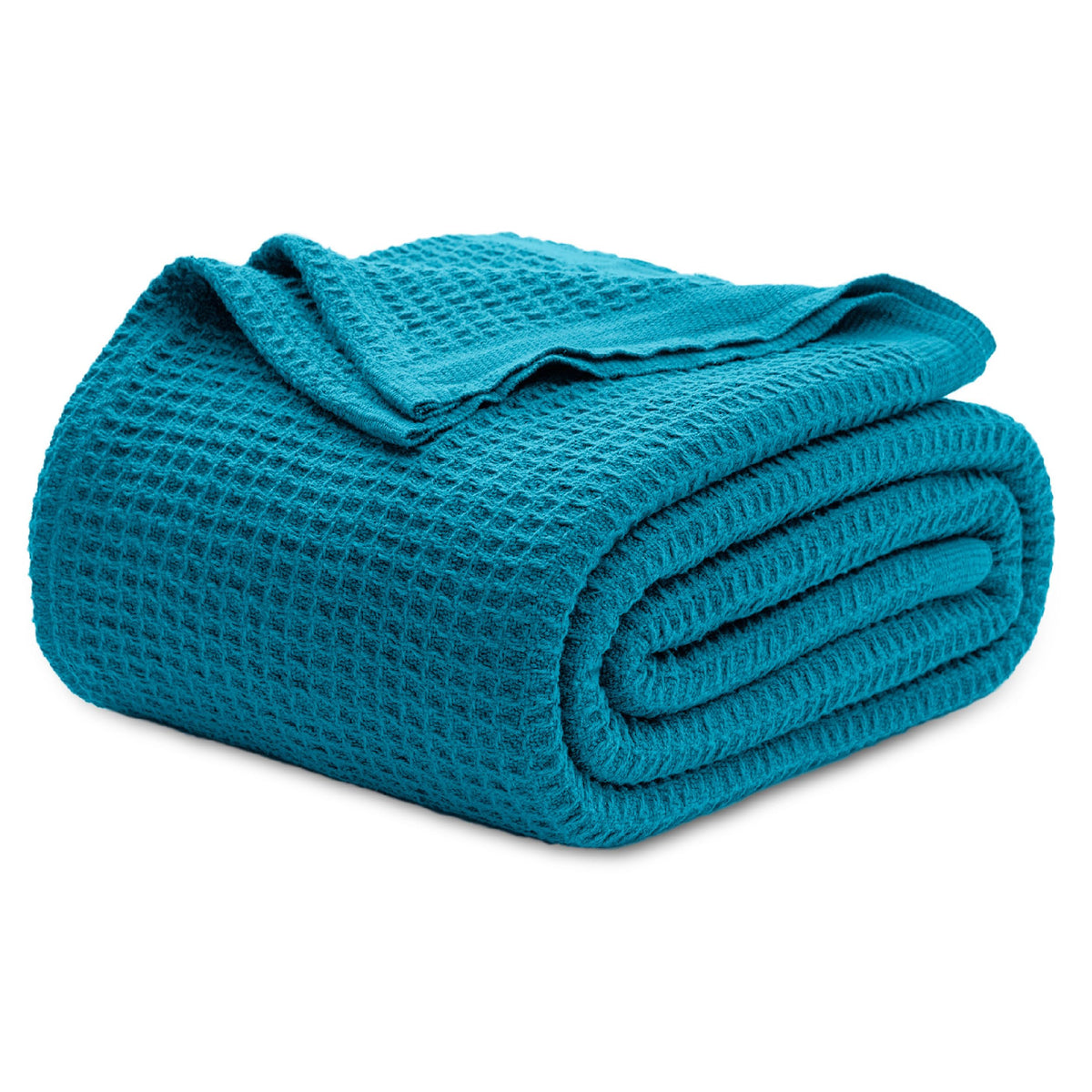 Bedsure 100% Cotton Throw Blanket for Couch, Waffle Weave, White, 50"x70"