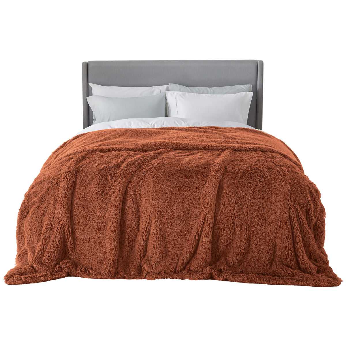 Bedsure Faux Fur Fluffy Fleece Sherpa Blanket Couch Throw Grey 50"x60"