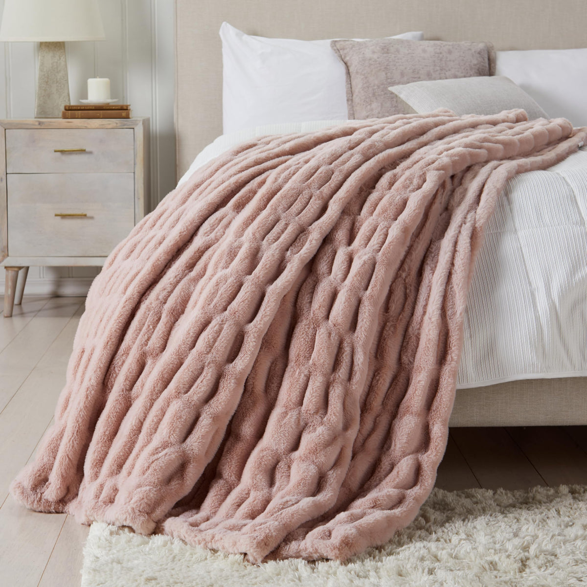 Springtree Home Luxury Micro Plush Throw Blanket | Thick Faux Fur | Dune