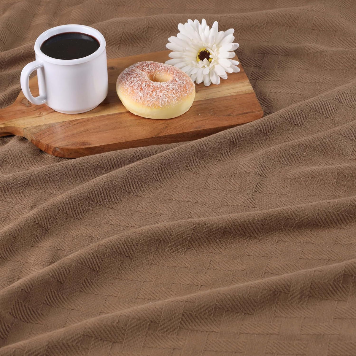 SUPERIOR Cotton Blanket Breathable All Season Comfy Bedding, King, Taupe