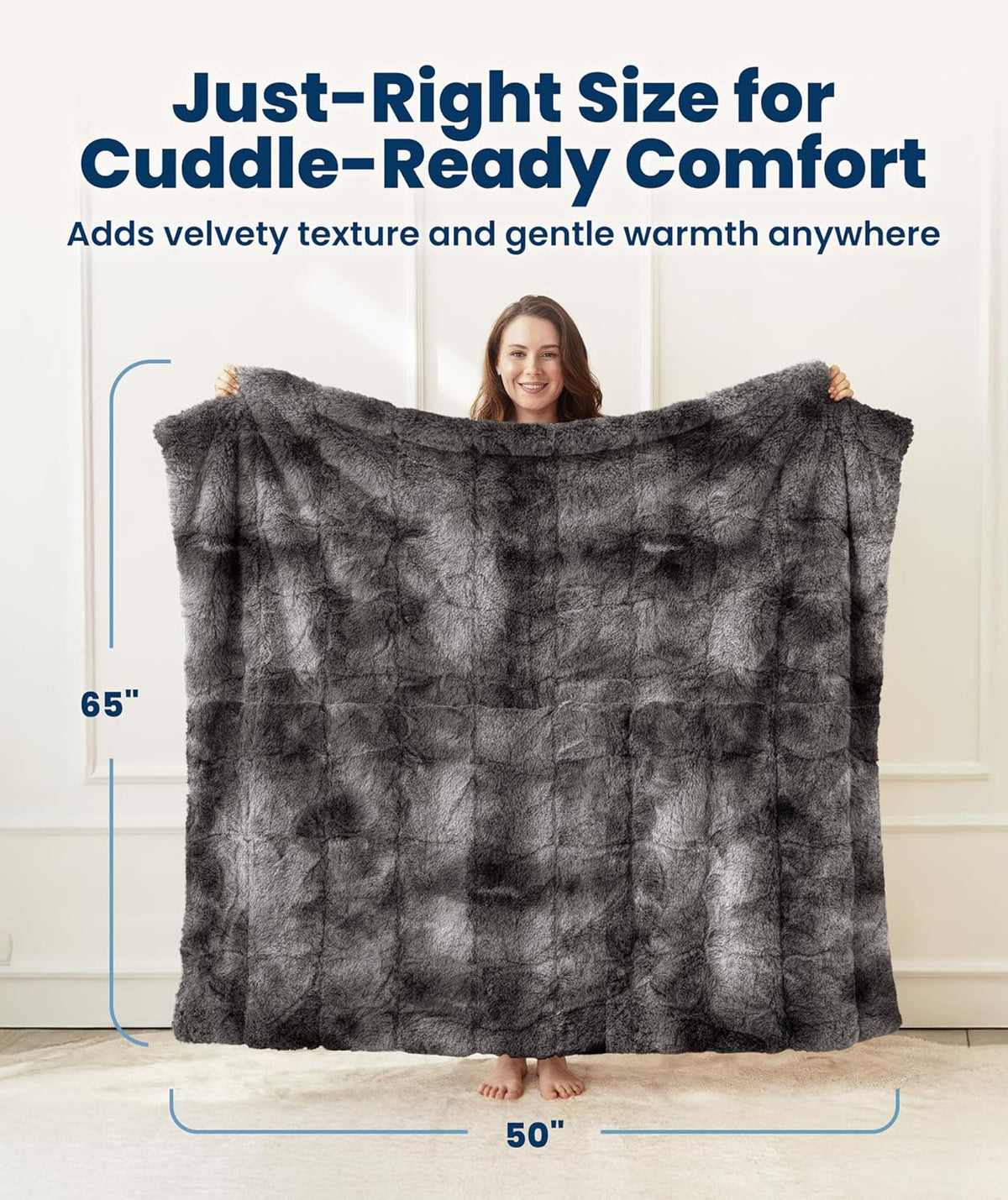 Everlasting Comfort Soft & Comfortable Gray Faux Fur Throw Blanket for Couch - (50"x65") Minky & Fluffy Fall Blankets & Throws, Plush Fuzzy Cover for Bed, Sofa & Living Room - Cozy Home Decor