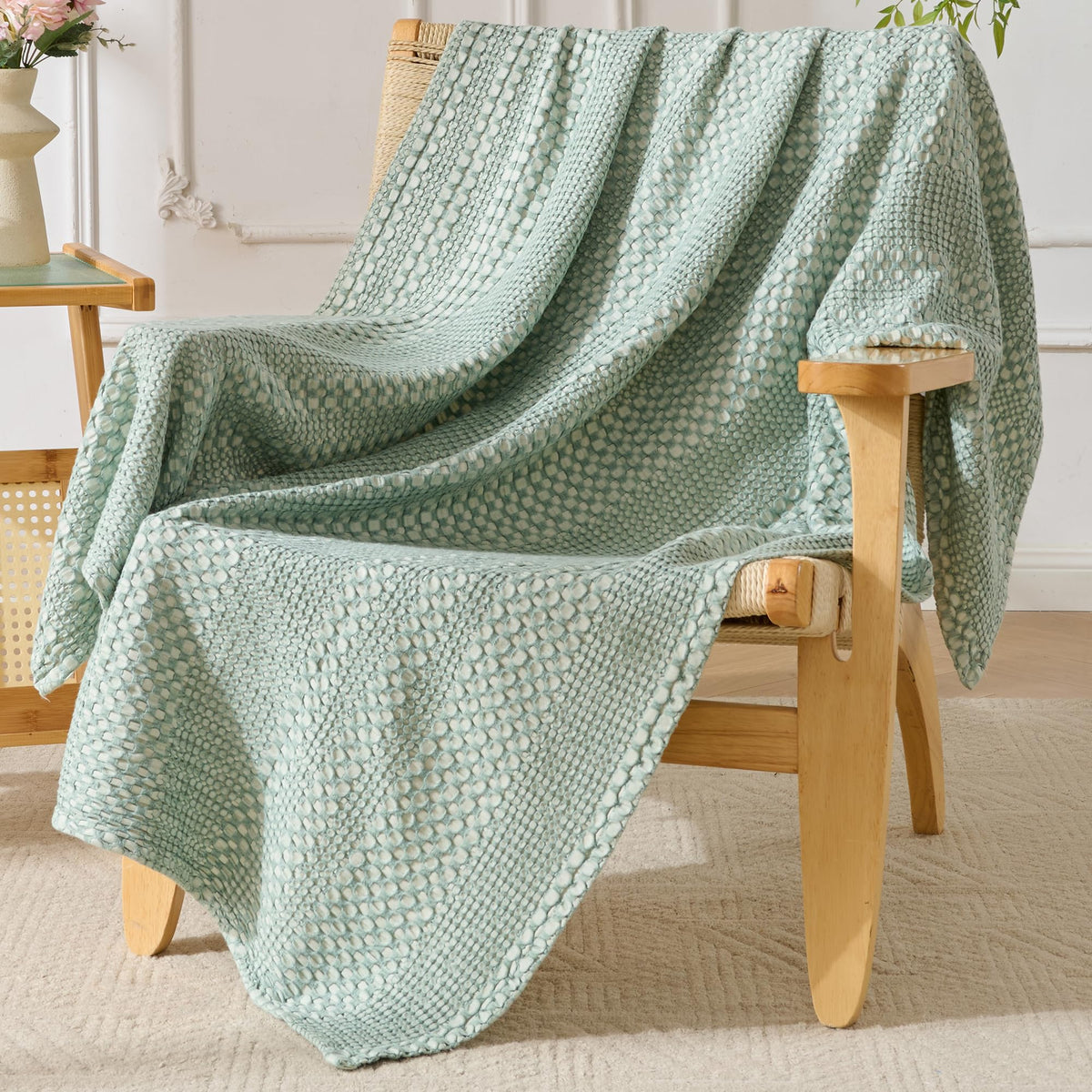 Light Waffle Weave Blanket 45x60, Small Breathable Blanket Throw for Couch