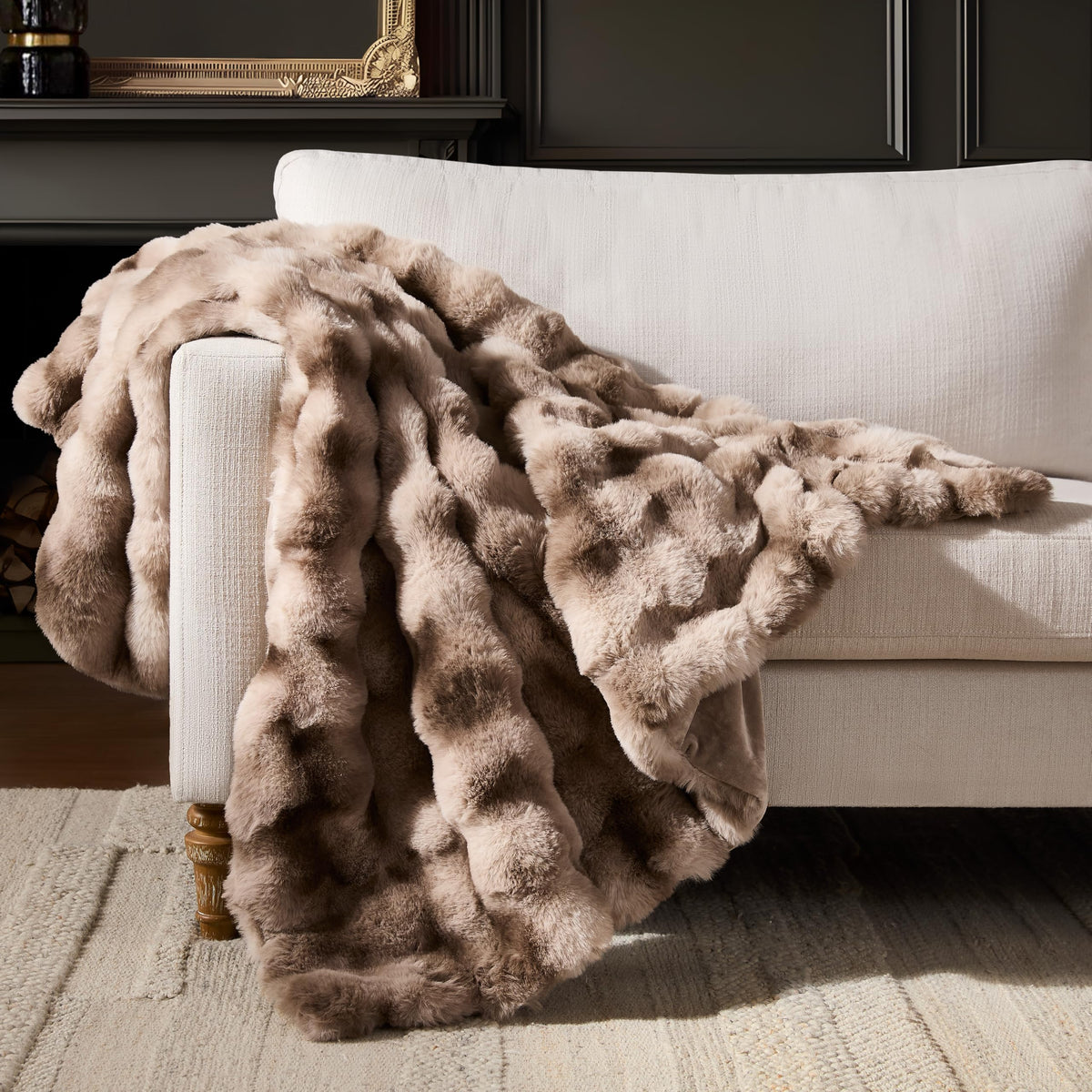 WDCOZY Cheetah Leopard Print Bubble Throw Blanket, Luxury Faux Rabbit Fur Mink Plush Throw for Couch, Sofa and Bed, Soft Fluffy Fuzzy Cozy Blanket for Women, 50x60 inches, Chocolate Brown, 950 GSM