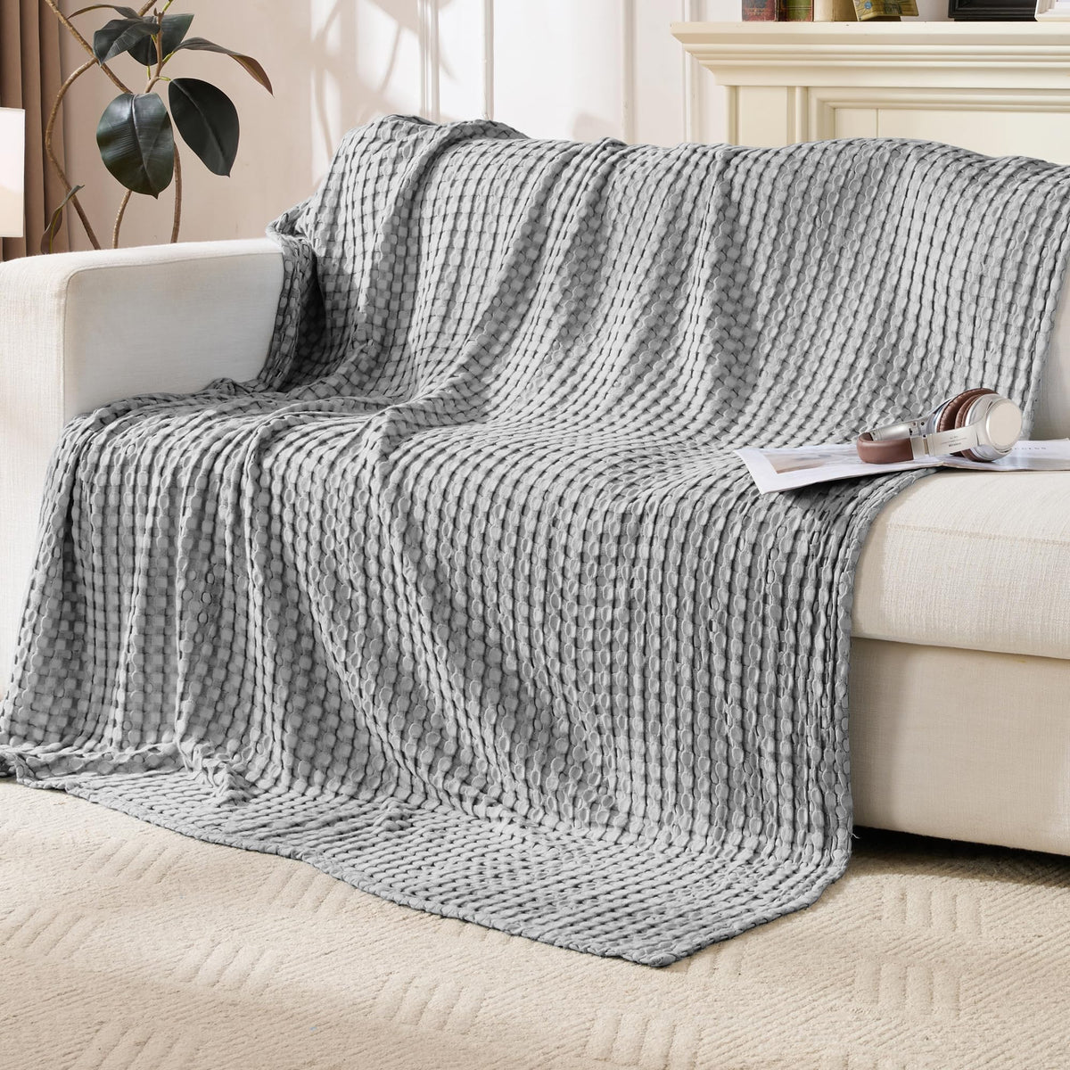 Light Waffle Weave Blanket 45x60, Small Breathable Blanket Throw for Couch