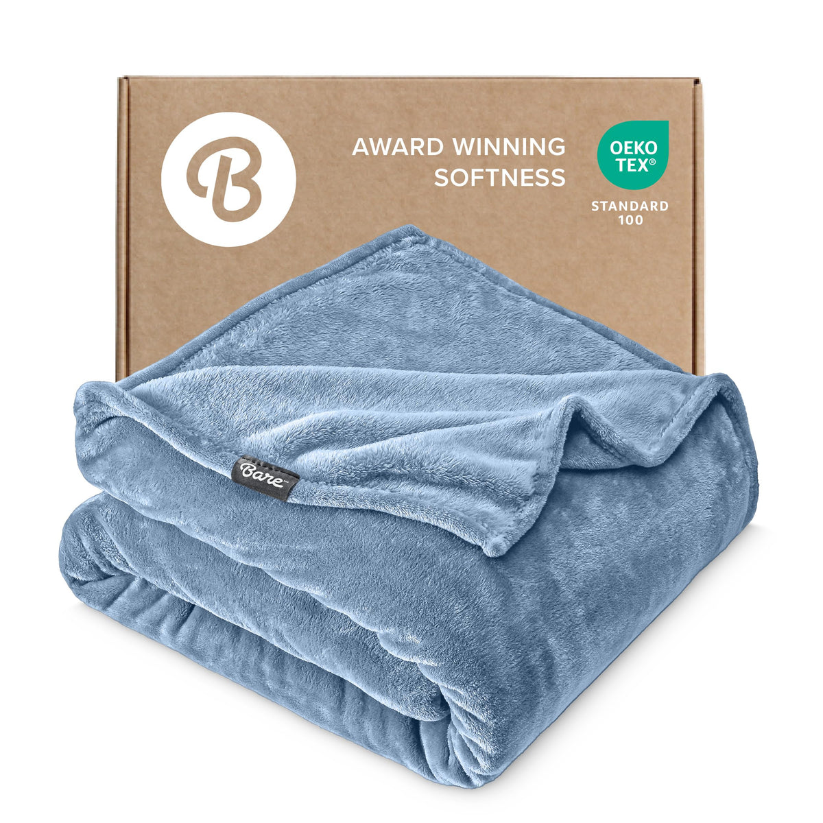 Bare Home Fleece Blanket Luxury Microplush (Full/Queen, Grey)