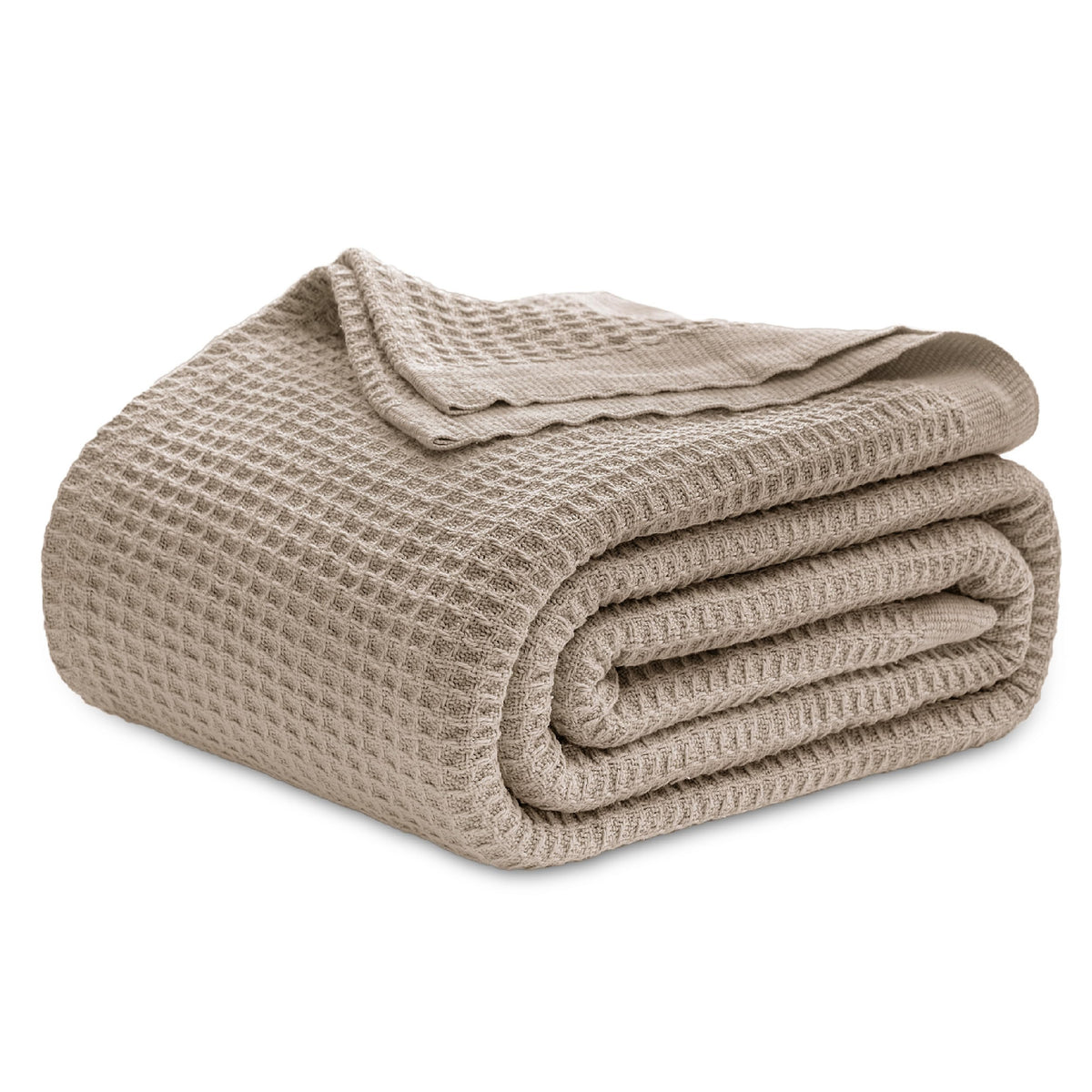 Bedsure 100% Cotton Throw Blanket for Couch, Waffle Weave, White, 50"x70"