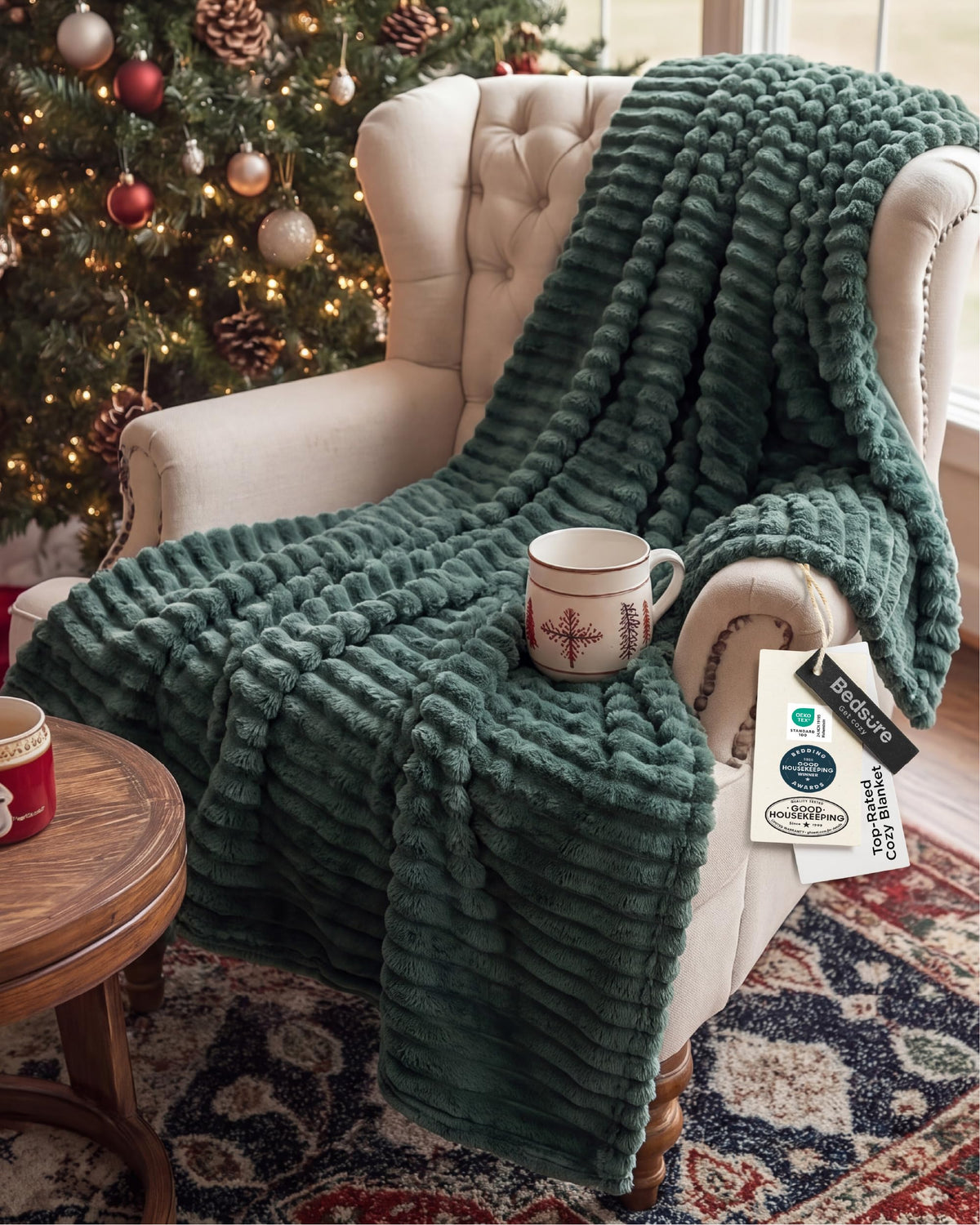 Bedsure GentleSoft White Throw Blanket for Couch - Halloween Fall Decorations for Home Living Room Decor, Cozy Fleece Fall Blanket for Sofa, Birthday Gifts for Women Mom Her, Off White, 50x60 Inches