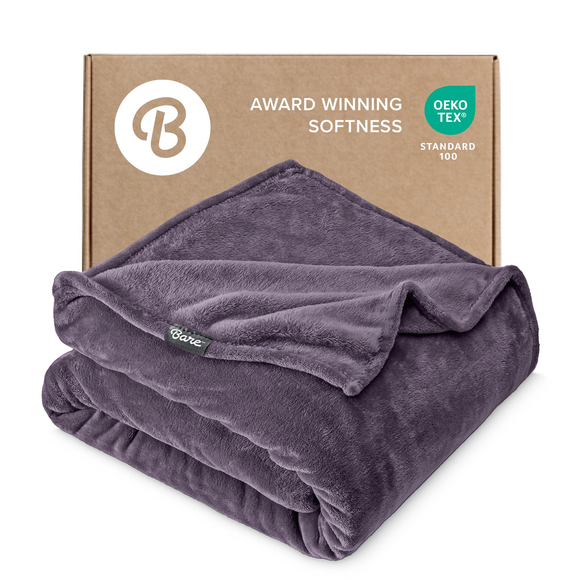 Bare Home Fleece Blanket Luxury Microplush (Full/Queen, Grey)