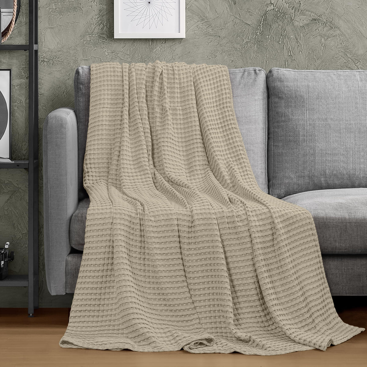Utopia Bedding 100% Cotton Waffle Blanket Queen Size White, 90x90 Inch
