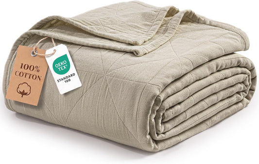 Exclusivo Mezcla 4-Layer 100% Cotton Muslin Queen Size Blanket, Khaki