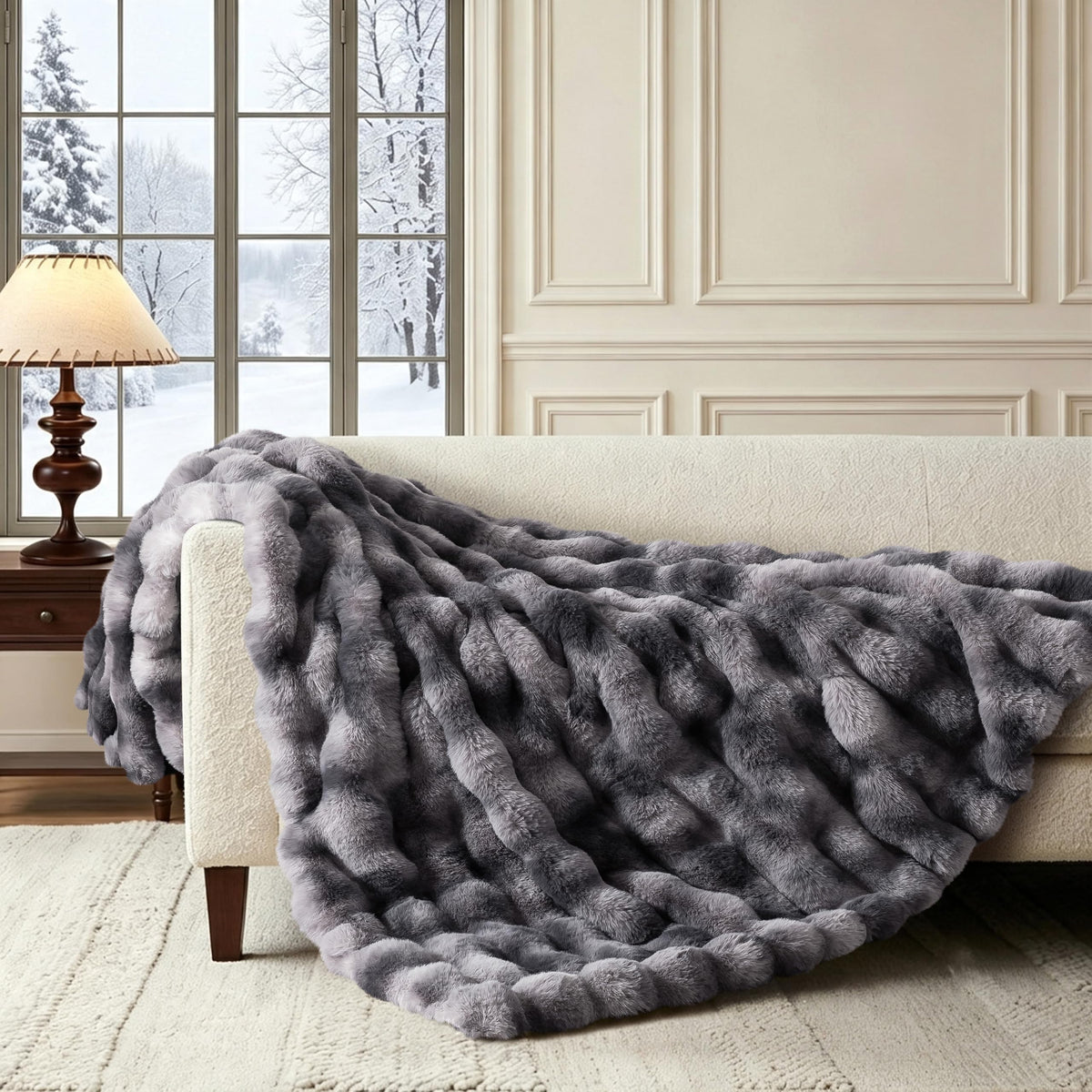 WDCOZY Cheetah Leopard Print Bubble Throw Blanket, Luxury Faux Rabbit Fur Mink Plush Throw for Couch, Sofa and Bed, Soft Fluffy Fuzzy Cozy Blanket for Women, 50x60 inches, Chocolate Brown, 950 GSM