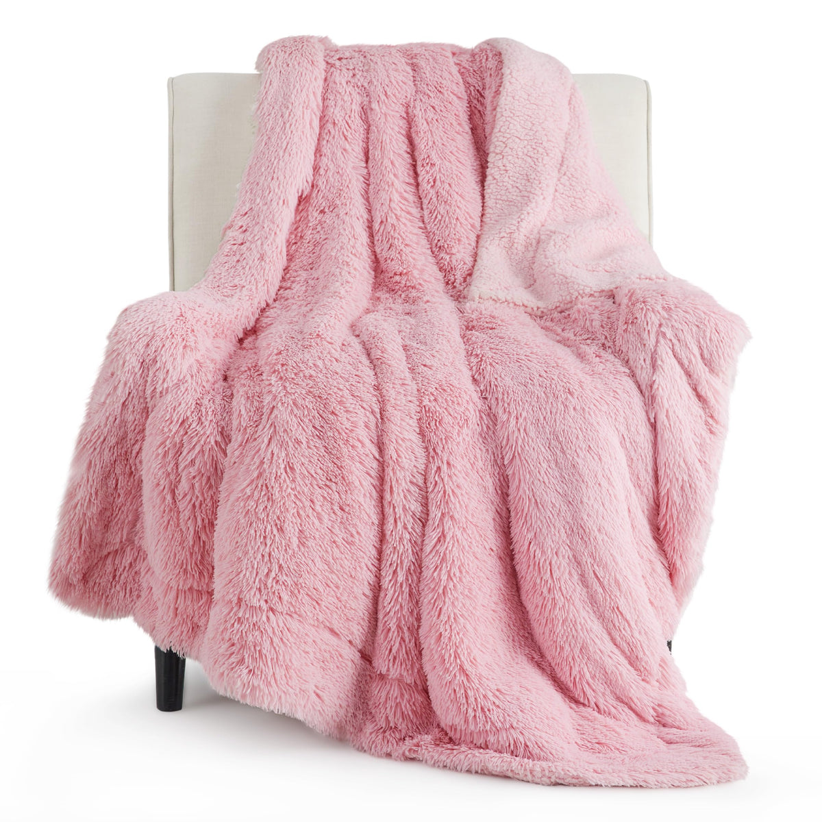 Bedsure Faux Fur Fluffy Fleece Sherpa Blanket Couch Throw Grey 50"x60"