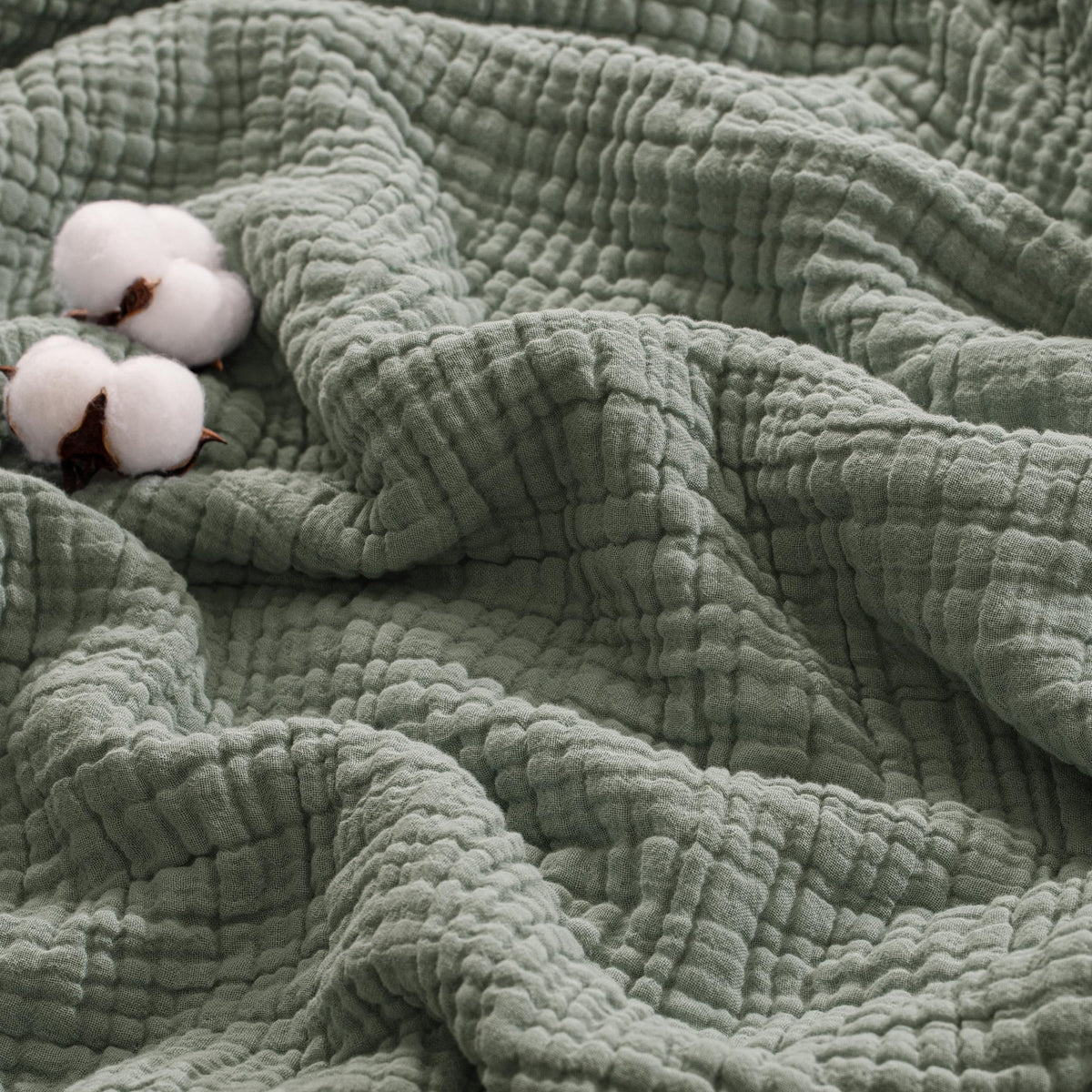 Exclusivo Mezcla 100% Cotton 6-Layer Muslin Throw Blanket, Khaki