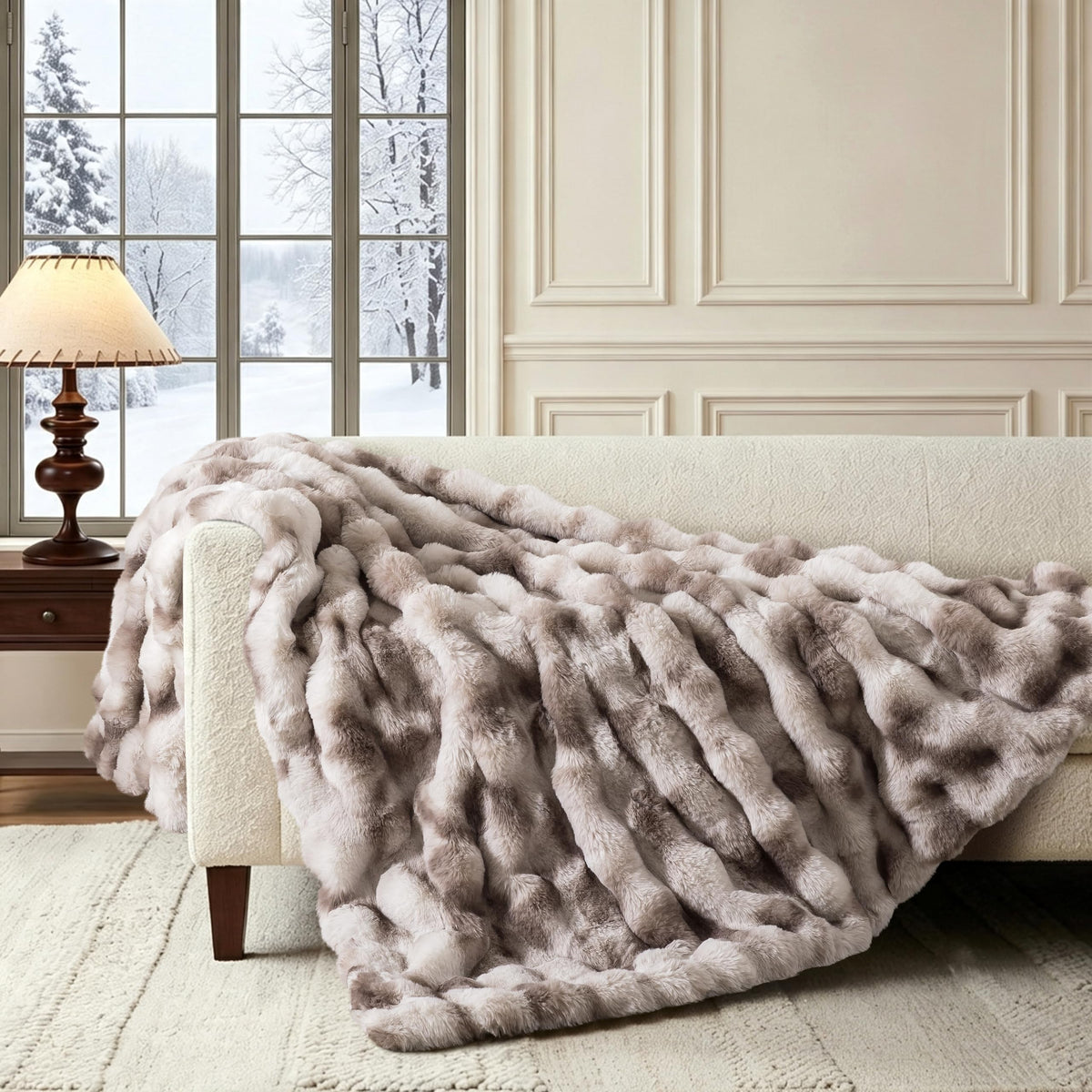 WDCOZY Cheetah Leopard Print Bubble Throw Blanket, Luxury Faux Rabbit Fur Mink Plush Throw for Couch, Sofa and Bed, Soft Fluffy Fuzzy Cozy Blanket for Women, 50x60 inches, Chocolate Brown, 950 GSM