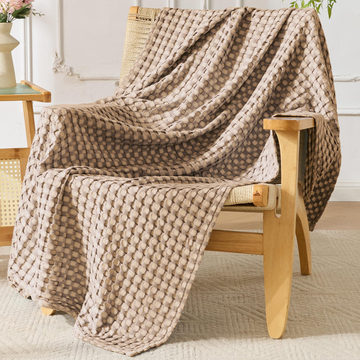 Light Waffle Weave Blanket 45x60, Small Breathable Blanket Throw for Couch